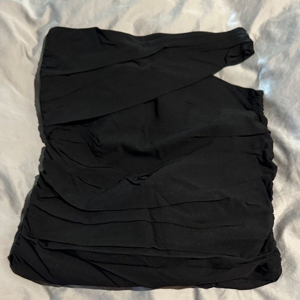Zara Black Ruched Tube Skirt with Cutout